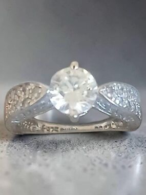 Sterling Silver White Cubic Zirconia Solitaire Ring